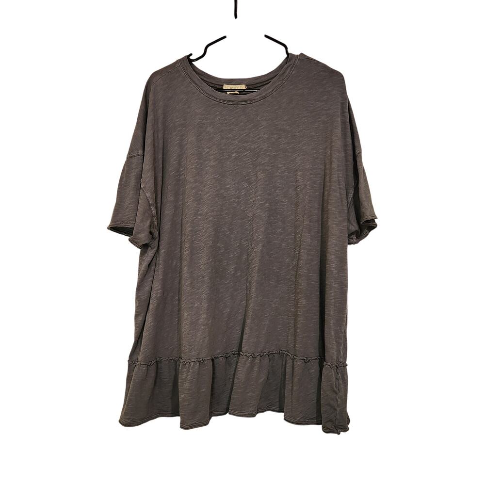 Festi Vintage Black Oversized Tiered Heritage Slub Tee Casual T-Shirt Size 0X